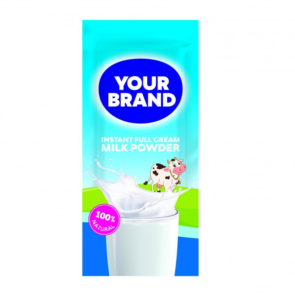 Private Label Dairy Products - Custom branding and production of high-quality milk powders in various packaging formats including single serve and bulk pack.