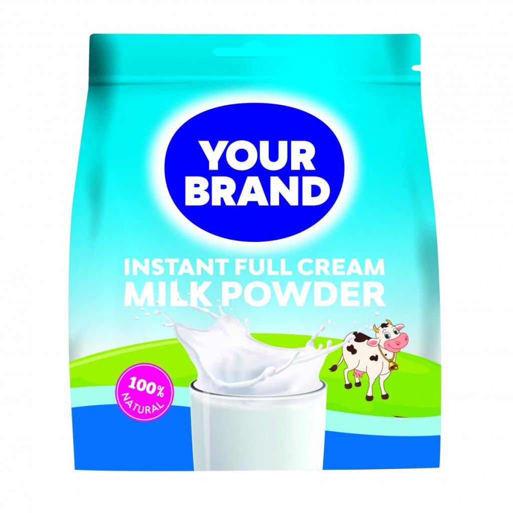 Private Label Dairy Products - Custom branding and production of high-quality milk powders in various packaging formats including single serve and bulk pack.